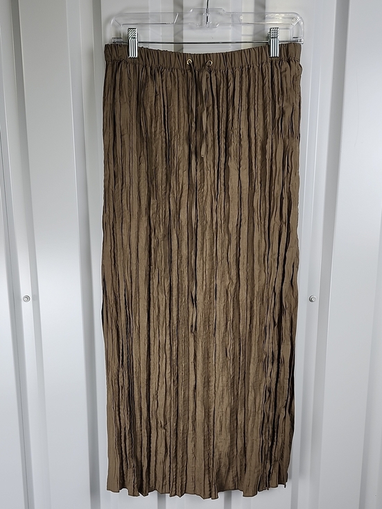 J. Crew Dresses & Skirts - J. Crew Crinkle Midi Skirt Brown Plisse Women's Small NWT Pullon Elastic Waist